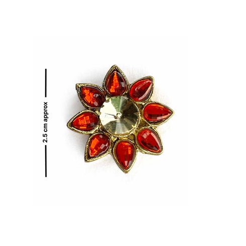 Red Color Flower Shape Fancy Buttons Set Of 5