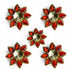 Red Color Flower Shape Fancy Buttons Set Of 5