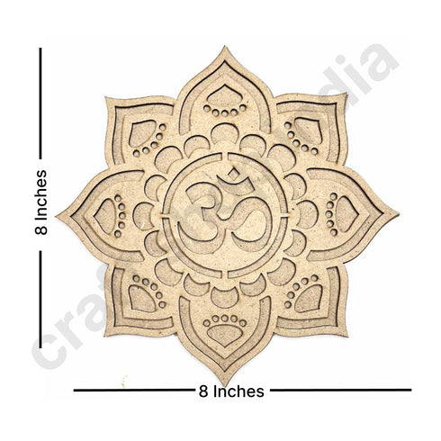 Om with Lotus Flower Design MDF Cutout Base for DIY