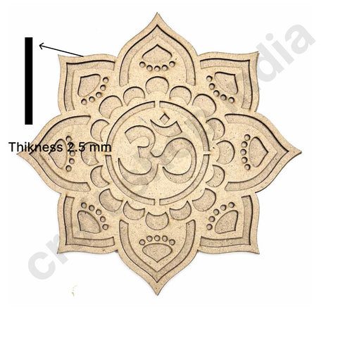 Om with Lotus Flower Design MDF Cutout Base for DIY