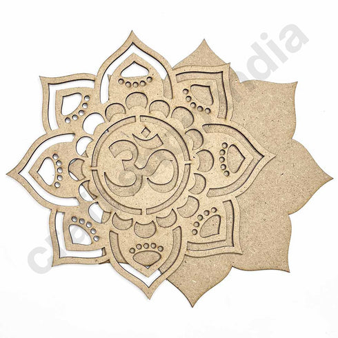 Om with Lotus Flower Design MDF Cutout Base for DIY