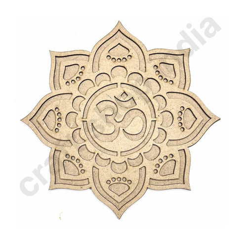 Om with Lotus Flower Design MDF Cutout Base for DIY