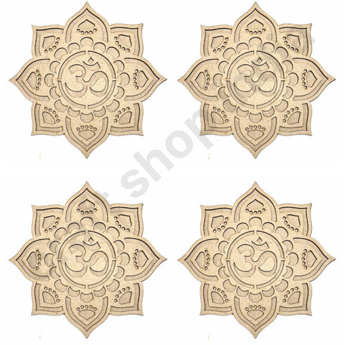 Om with Lotus Flower Design MDF Cutout Base for DIY
