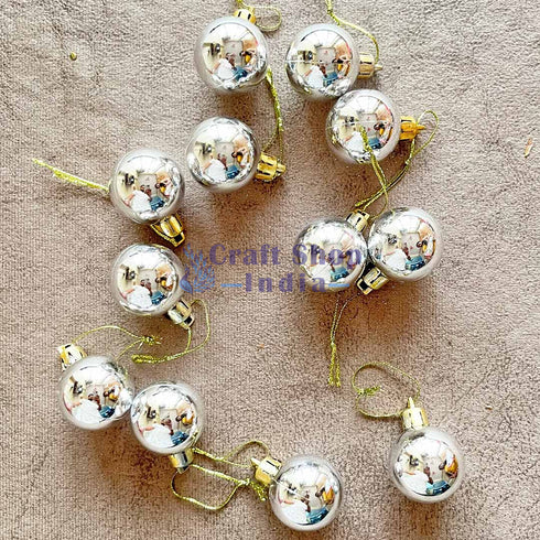 Mirror Finish Silver Color Christmas Bauble Pack Of 6