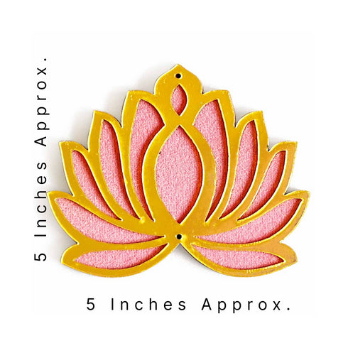 3 Different Sizes Light Pink Velvet & Golden Acrylic Lotus Set of 18