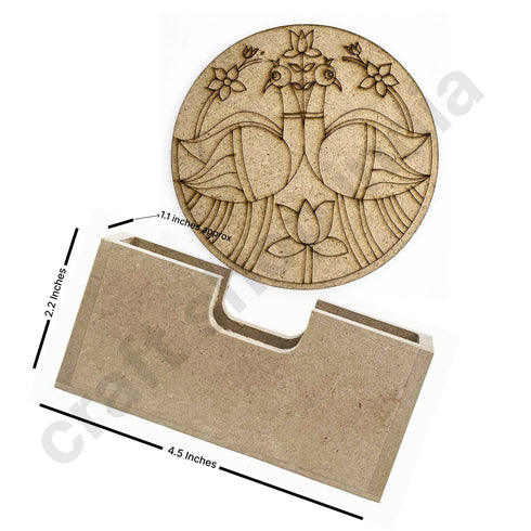 Round Shaped Pair of Peacock With Pichwai Lotus Design Coaster Set of 6