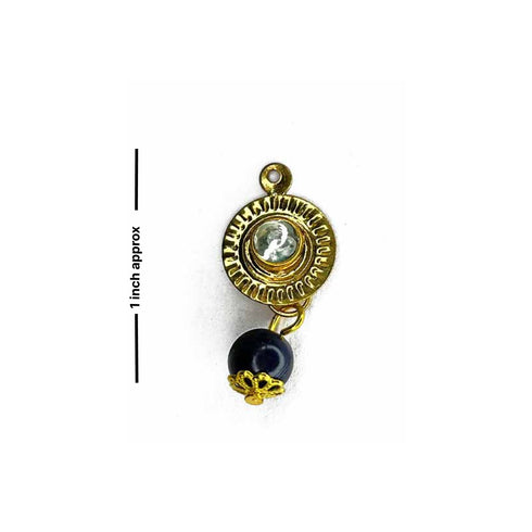 Dark Blue Color Hanging Style Round Fancy Buttons Set Of 10