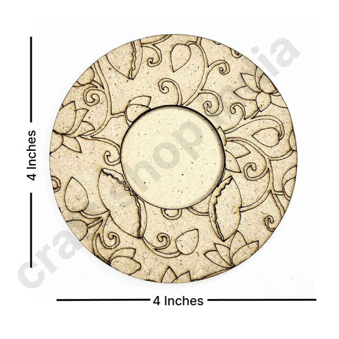 Engraved Round Shape Pichwai Lotus Design Tea Light Holder Set of 6