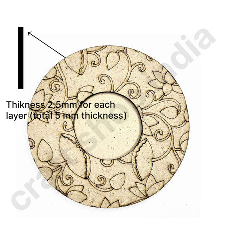 Engraved Round Shape Pichwai Lotus Design Tea Light Holder Set of 6