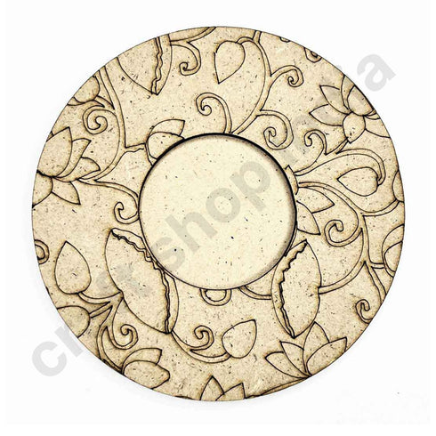 Engraved Round Shape Pichwai Lotus Design Tea Light Holder Set of 6