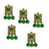 Green Color Hanging Style Square Fancy Buttons Set Of 10