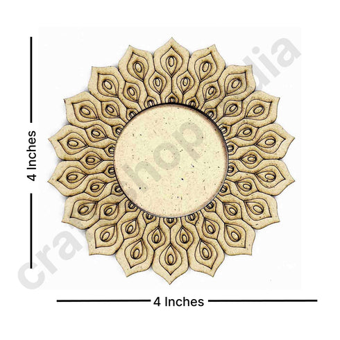 Engraved Peacock Feather Design Tea Light Holder Set of 6