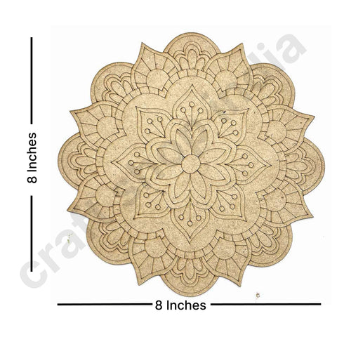 Floral mandala Design MDF Engraved Base Set Of 6