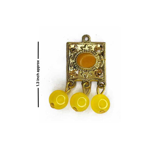 Yellow Color Hanging Style Square Fancy Buttons Set Of 10
