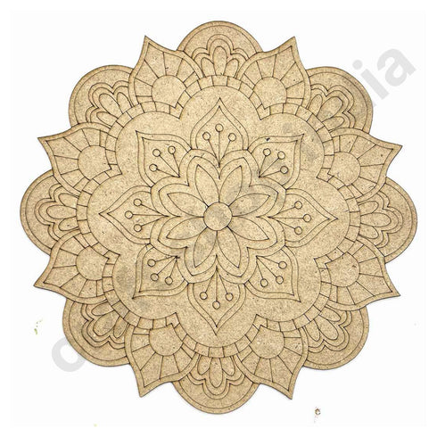 Floral mandala Design MDF Engraved Base Set Of 6