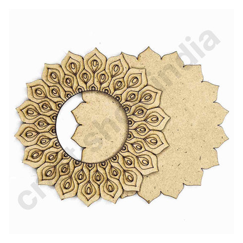 Engraved Peacock Feather Design Tea Light Holder Set of 6