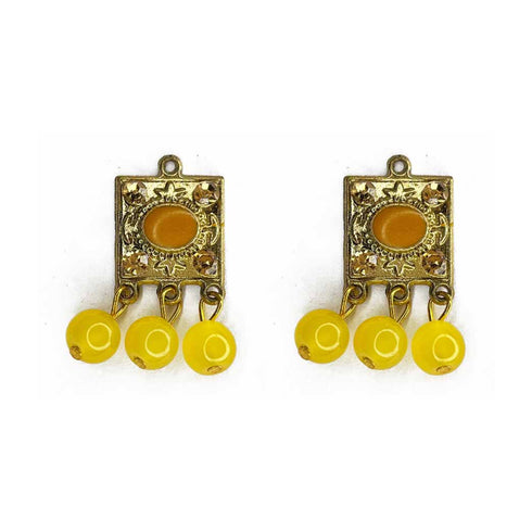 Yellow Color Hanging Style Square Fancy Buttons Set Of 10