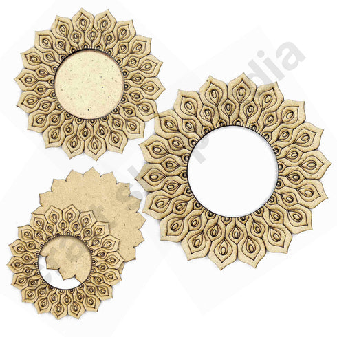 Engraved Peacock Feather Design Tea Light Holder Set of 6