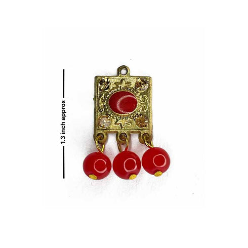 Red Color Hanging Style Square Fancy Buttons Set Of 10