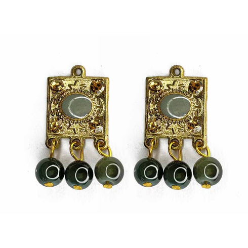 Dark Grey Color Hanging Style Square Fancy Buttons Set Of 10