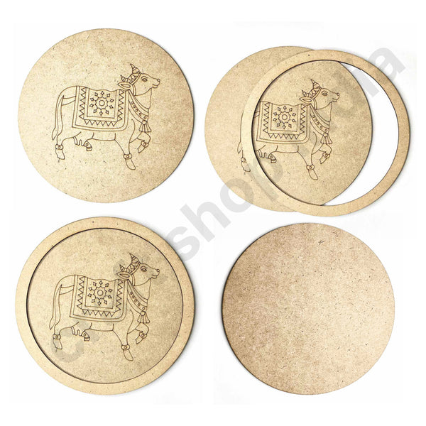 Pichwai Cow | Pichwai Art | Engraved Cutouts | MDF | Wall Plates | Frame | Wall base Plate | Craft Paper | Hand Made | Art Craft | Craft Shop India