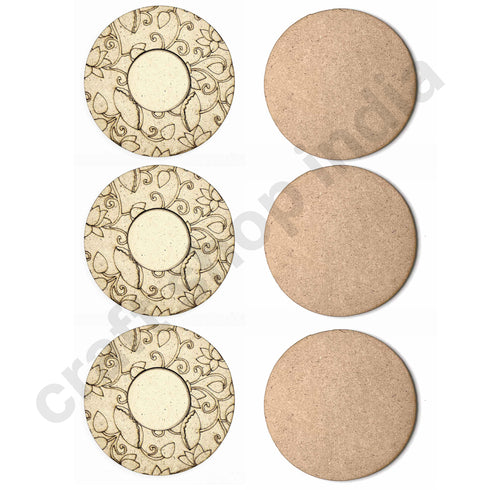 Engraved Mandala Design Tea Light Holder Set of 6