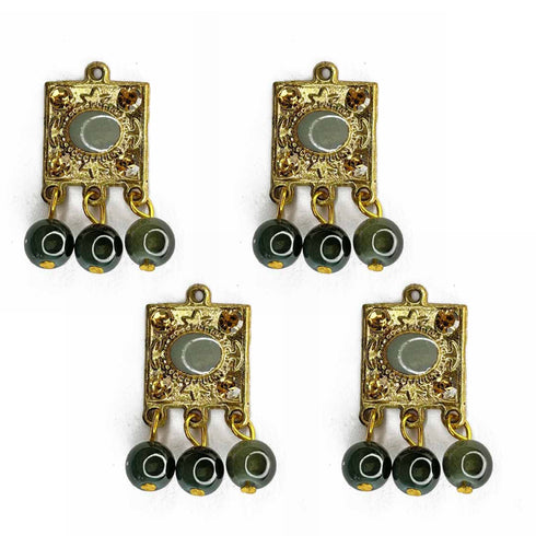 Dark Grey Color Hanging Style Square Fancy Buttons Set Of 10