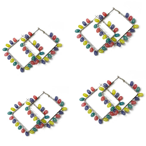 Multi Color Square Shape Hoop(Bali)