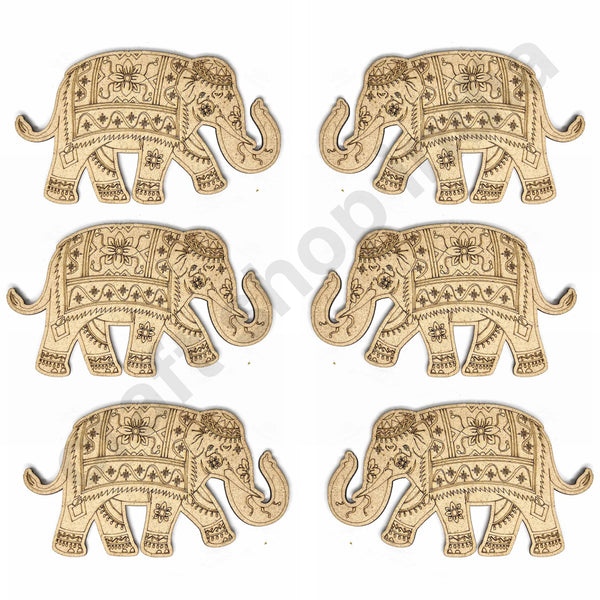 Mdf Engraved Elephant 6 Inch | Engraved | MDF | MDF Cutouts | Cutouts Elephant | Craft Store India | Craft Shop India