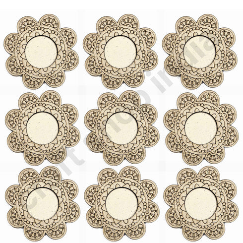 Engraved Floral Cutting Tea Light Holder Set of 6