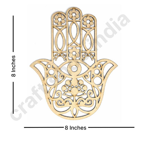 Hamsa Hand With Laser Cutting Design, Diy | Art Decor | Showpieces For Home Decor | Office | Wall Hanging Nazar Battu Decoration Items 8IN
