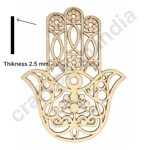 Hamsa Hand With Laser Cutting Design, Diy | Art Decor | Showpieces For Home Decor | Office | Wall Hanging Nazar Battu Decoration Items 8IN