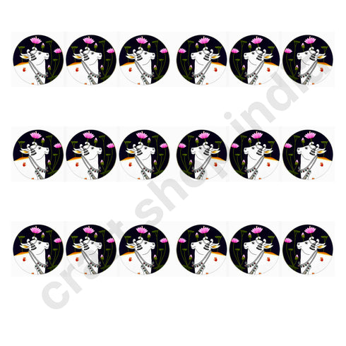 Dark Blue Pichwai Cow With Lotus Mdf