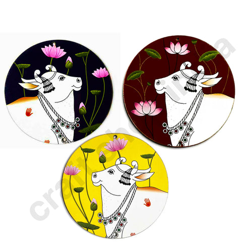 Multicolor Pichwai Cow With Lotus Mdf