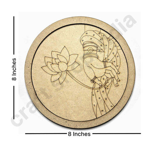 Lotus In Hand Design Engraved Wall Plate Base With Frame