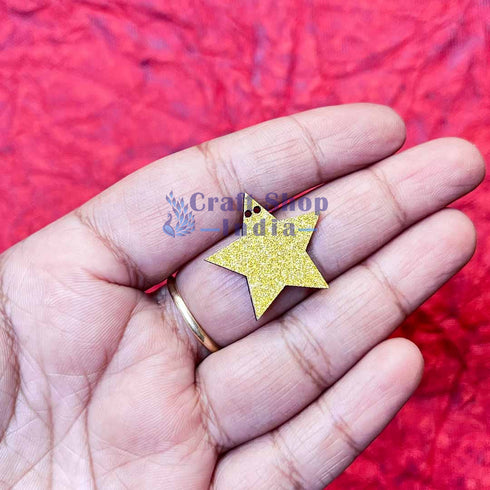 Golden Glittered Christmas Star Small Set Of 12