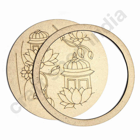 Temple Design Engraved Wall Plate Base With Frame | Temple Design Engraved | Wall Plates | Base | Plates with Frame | MDF | MDF Cutouts | Craft | Art Craft | craft shop india | indian craft shop | handmade art | art craft | craft online artificial flower | craft shop | wooden miniature | solawood flower | decoration essectials | wedding decoration | flower bunches | craft store online | online craft | indian art craft | indian craft store