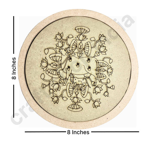 Cow With Calf Design Engraved Wall Plate Base With Frame