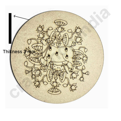 Cow With Calf Design Engraved Wall Plate Base With Frame