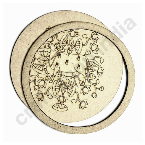 Cow With Calf Design Engraved Wall Plate Base With Frame