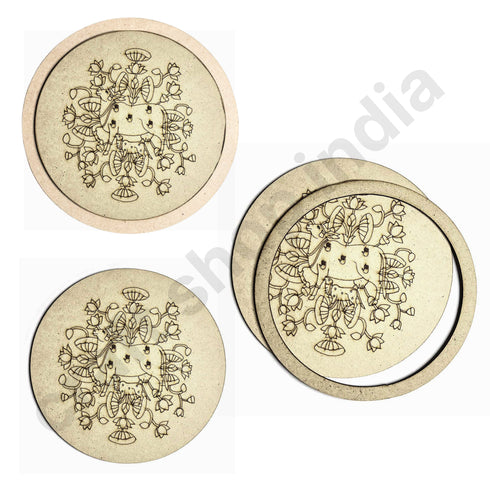 Cow With Calf Design Engraved Wall Plate Base With Frame