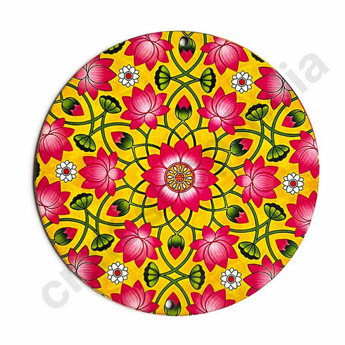 Yellow & Pink Color Pichwai Lotus Mdf