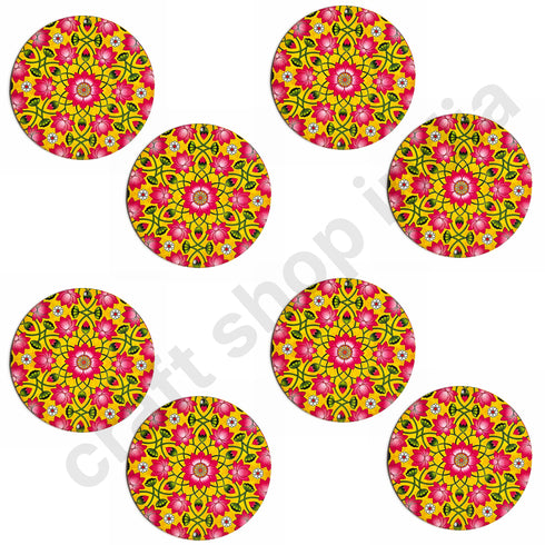 Yellow & Pink Color Pichwai Lotus Mdf
