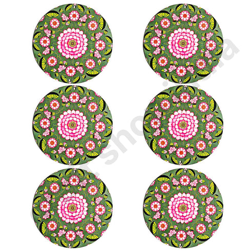 Green & Pink Color Pichwai Lotus Mdf