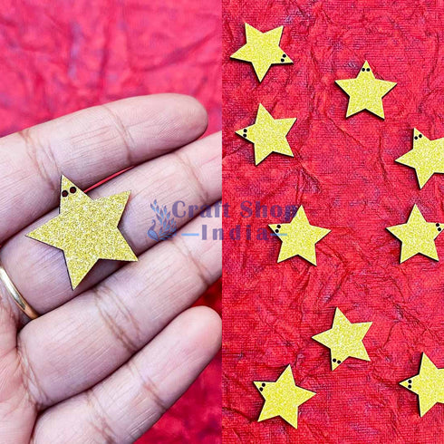 Golden Glittered Christmas Star Small Set Of 12