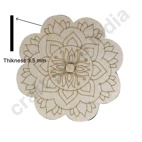 Flower Shape Lotus Mandala Design MDF Engraved Base 12 INCH