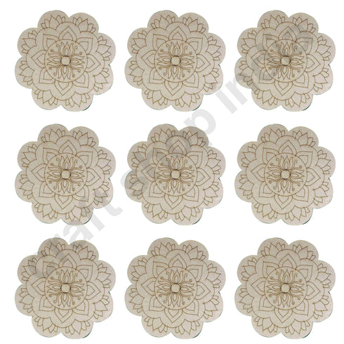 Flower Shape Lotus Mandala Design MDF Engraved Base 12 INCH