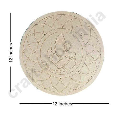 Lord Ganesha Mandala Design MDF Engraved Base 12 INCH