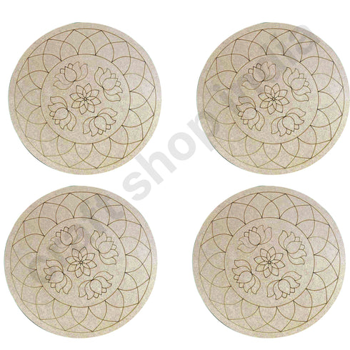 Lotus Mandala Round Shape Design MDF Engraved Base 12 INCH