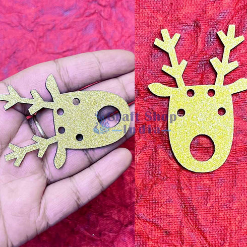 Golden Glittered Christmas Dear Set Of 2